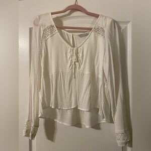 Hollister cropped long sleeved tunic - white, size large